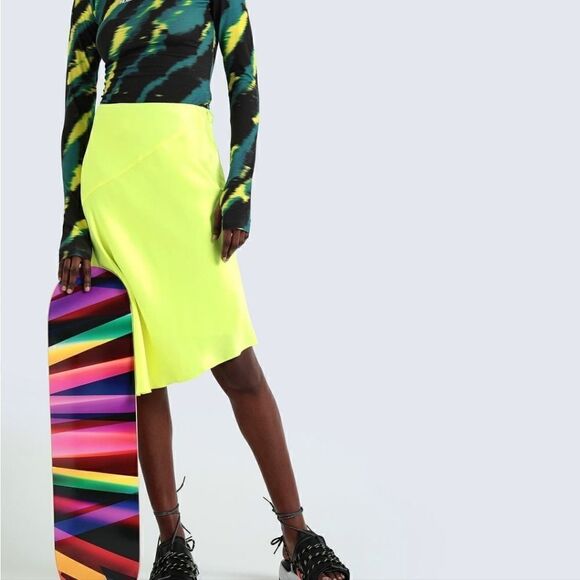 Helmut Lang satin midi skirt 8 M - Picture 3 of 14